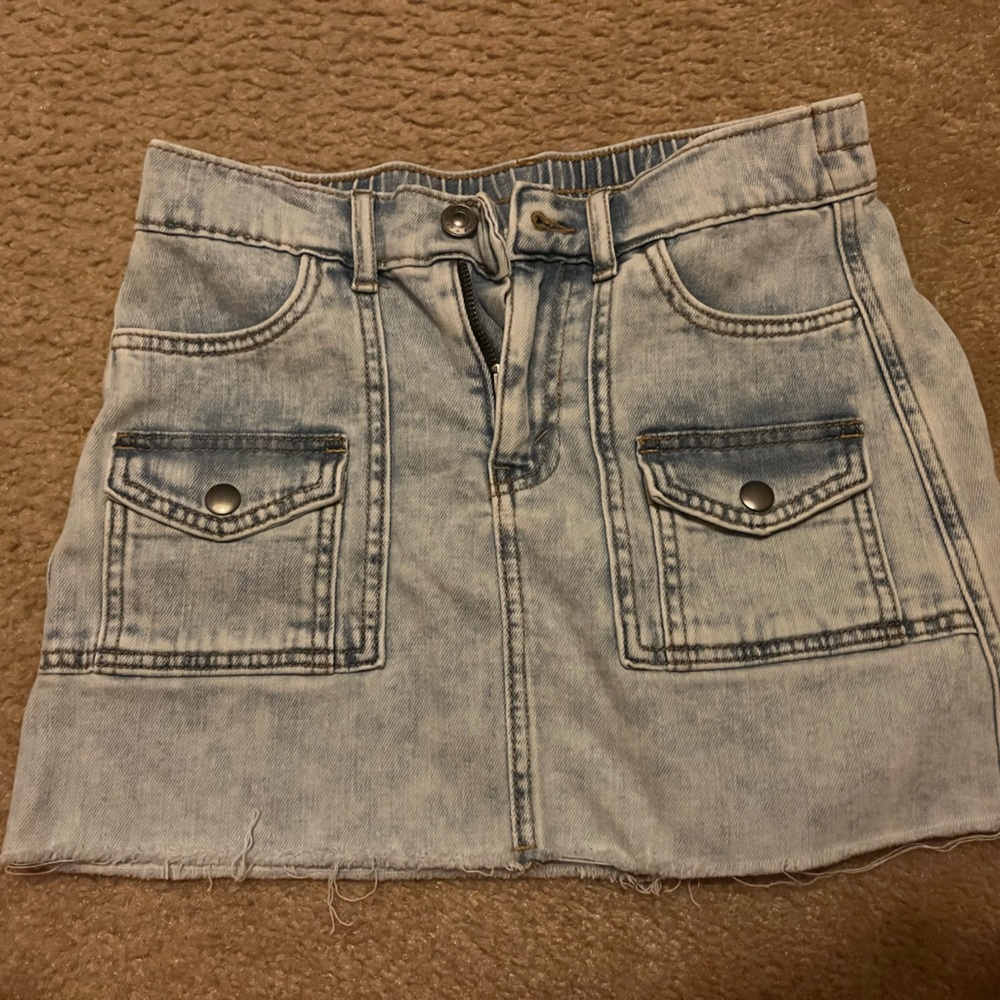 Aerie light wash denim mini skirt